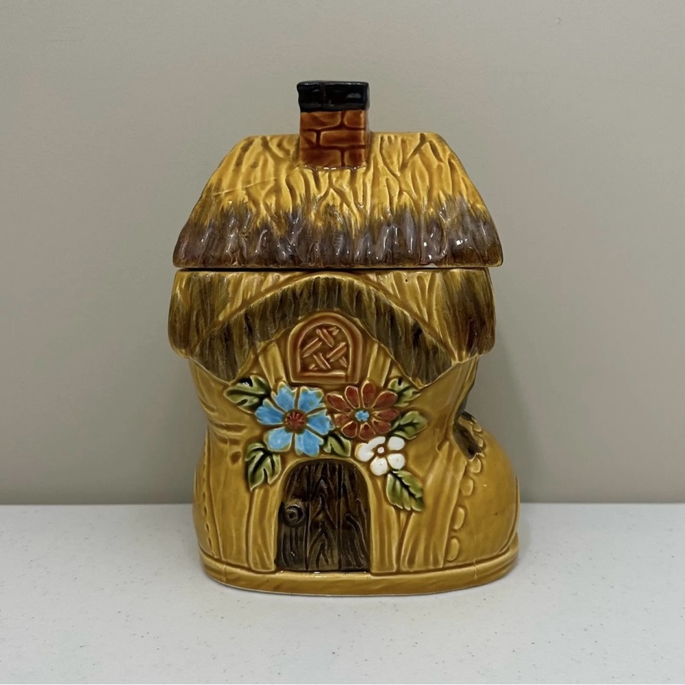Vintage Ceramic Shoe House Shoe Cabin Mid-Century Modern Cookie Jar by Giftcraft